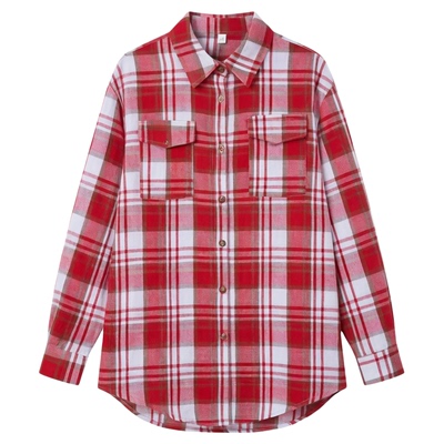 Casual loose checkered shirt for women女士休闲宽松格子衬衫