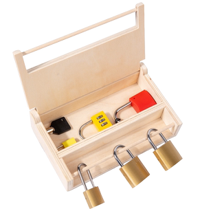 蒙特梭利教具益智开锁玩具早教蒙氏精细动作训练手眼协调配对玩具