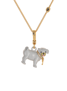 字母水晶灰色沙皮小狗吊坠项链