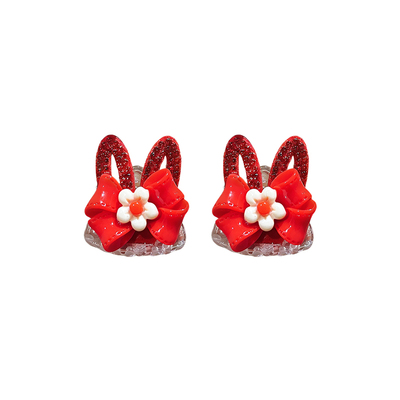 2026新年装饰红色醒狮蝴蝶结边夹