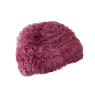 姚叔叔/罕见覆盆子色～獭兔毛手工编织皮草帽梅子色真兔毛帽子女