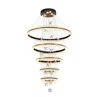 别墅客厅大吊灯2025新款复式楼梯间大厅主灯高级感圈圈冰山挑空灯