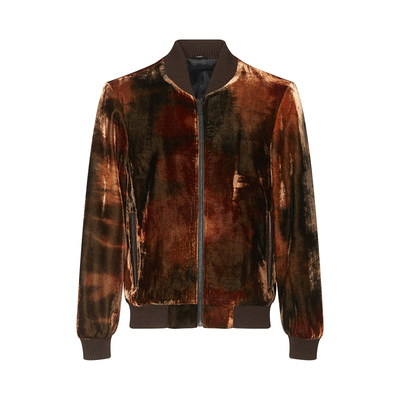 丝绒立领长袖拉链夹克外套