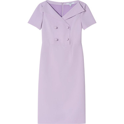 lkbennett紫色连衣裙2025年夏新款翻领优雅小礼裙淑女高级感