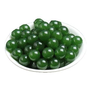 7A和田玉碧玉色绿玉髓散珠子菠菜绿翡翠圆珠diy手工串珠手链项链