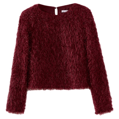 水云间红色亮丝流苏毛绒感上衣女千金名媛风长袖小衫圣诞春节氛围