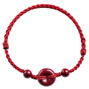 2026新款朱砂平安扣手绳纯银福牌红绳手工编织手链本命年情侣礼物