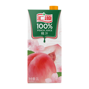 汇源果汁100%苹果汁桃汁饮料纯果汁无添加1L*5礼盒装家庭聚会饮料
