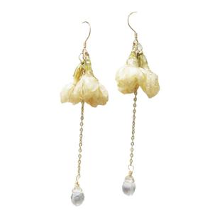 天然茉莉,植物滴胶原创设计手工真花永生花耳环不对称耳夹少女