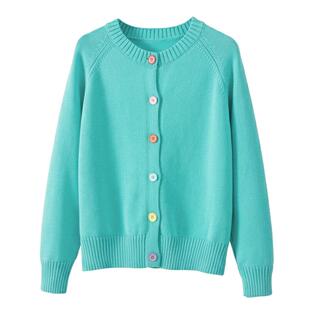 纯棉针织开衫女秋宽松圆领毛衣外套马尔斯绿黑色简约通勤宽松外搭