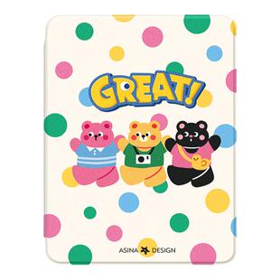 粉色爱心小兔适用于ipad保护套好看air5带笔槽9代10代平板壳mini6亚克力mini4防摔ari3可旋转全包10.2英寸壳