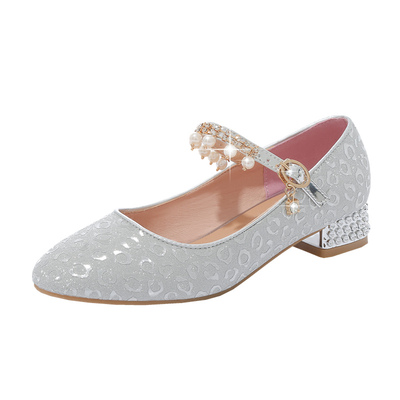 女童皮鞋高跟小女孩钢琴表演水晶单鞋礼服走秀演出公主儿童鞋春秋