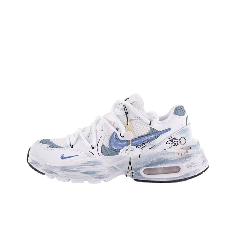 球鞋定制Nike Air Max Fusion 知晚菊 新中式国风 低帮女子跑步鞋