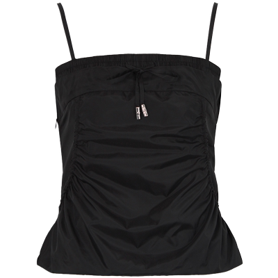 CALVINLUO 夏季松紧可调节抽皱吊带工装运动风  黑色/卡其