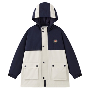 MQD马骑顿童装男女童24秋季新品儿童户外露营撞色工装风风衣外套