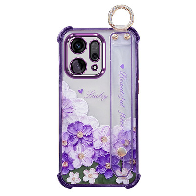 适用oppofindx9手机壳油画花全包