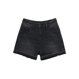 ABLE JEANS女士高腰毛边牛仔短裤潮流百搭街头拉美风休闲五分裤