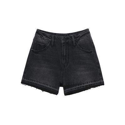 ABLE JEANS夏季新款女士时尚潮流高腰毛边牛仔短裤休闲五分裤