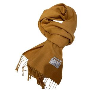 设计师栗梅色系！纯羊毛经典窄围巾男女同款冬季保暖纯色流苏围脖