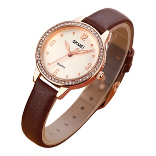 SKMEI时刻美新款手表女士简约气质轻奢时尚百搭休闲石英圆形女表