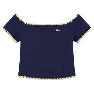 【商场同款】Levi's李维斯女士一字领露肩修身刺绣短袖T恤003I1