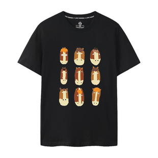 牛马面包打工人趣味印花表情包恶搞头像半袖衣服纯棉圆领大码情侣