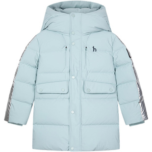 hazzys哈吉斯童装男童中长款羽绒服冬新三防连帽加厚保暖外套