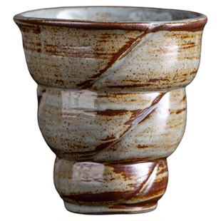 日式复古粗陶咖啡杯手持单杯马克杯功夫茶具主人杯下午茶待客杯子