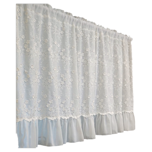 法式立体刺绣门帘半帘窗帘短款帘美式隔断帘厨房窗户柜子屏风遮挡