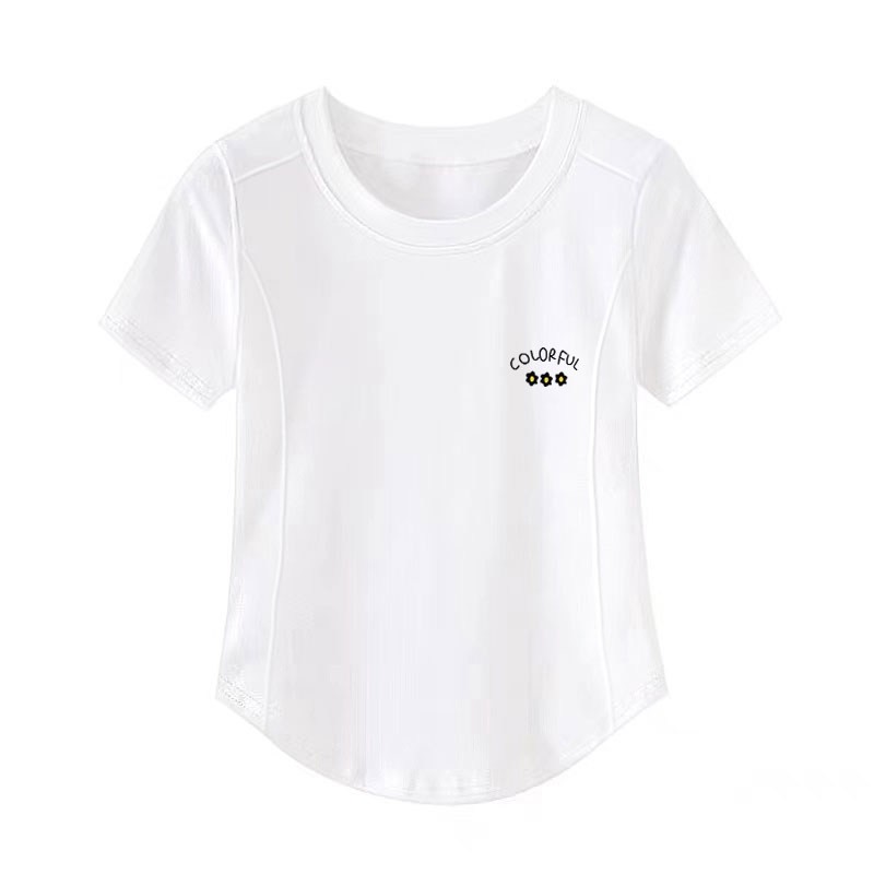 纯棉正肩短袖t恤女纯欲鱼骨上衣