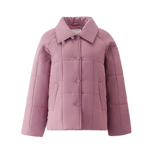 佐丹奴棉服外套女秋冬新款夹棉保暖插肩袖大翻领夹克棉衣05375711