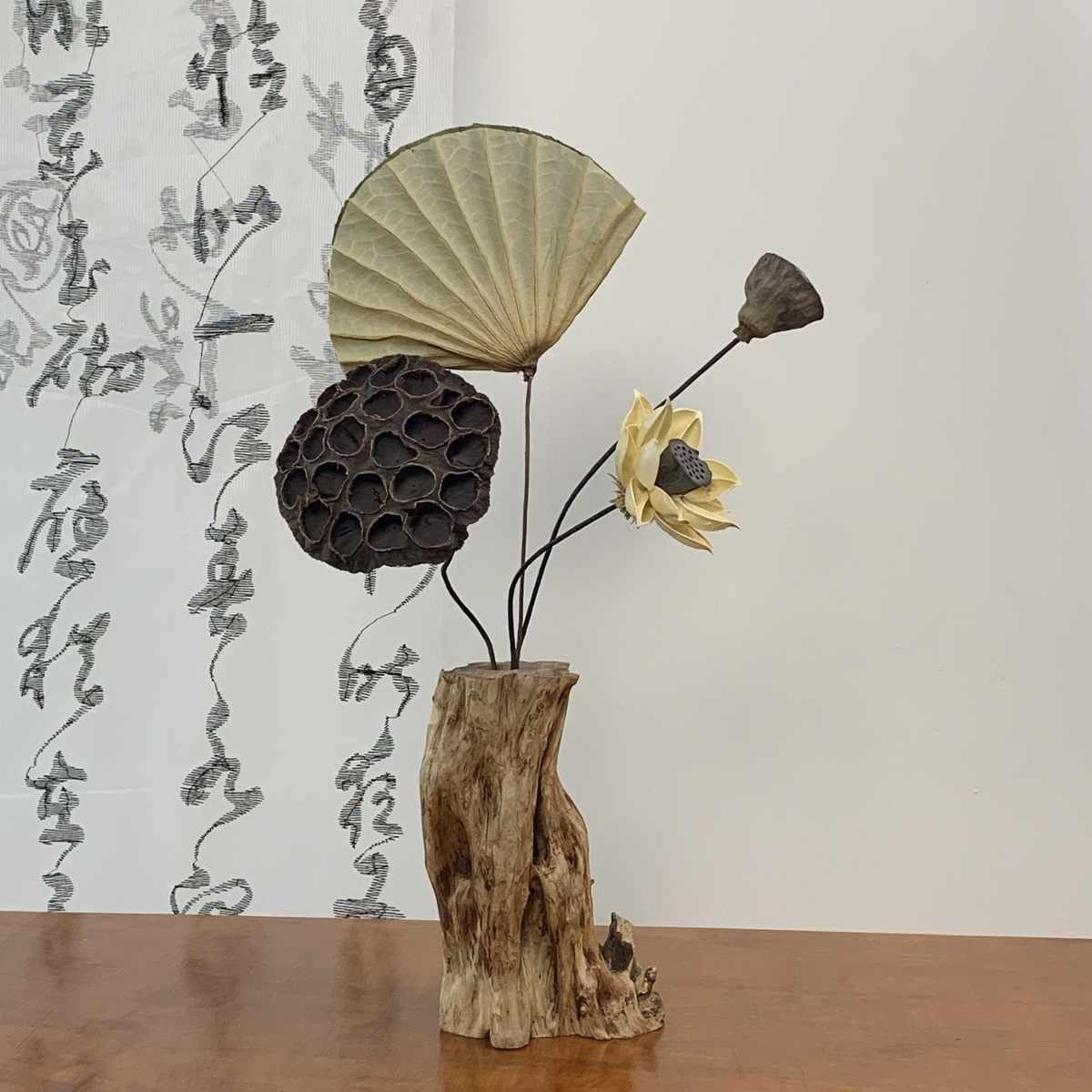 中式复古禅意实木干花花瓶摆件客厅茶室茶桌插花木头装饰品摆设