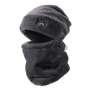 骆驼毛绒保暖帽2026年男帽子围脖两件套仿貂毛加绒加厚包头帽