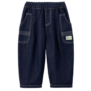 威尔贝鲁休闲风裤子儿童牛仔裤男童2026新款宝宝直筒长裤春夏女童