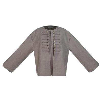 中国风绵羊毛短款简约时尚气质女宽松显瘦新款长袖圆领小个子套装