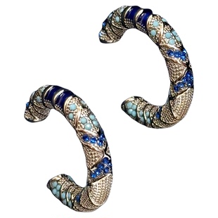 「珐琅印象」小众精致耳钉绿松石耳坠耳饰女蚊香盘耳夹无耳洞耳环