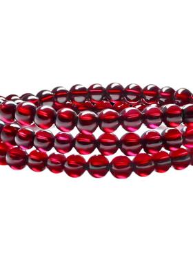 天然酒红石榴石手链女生多三圈