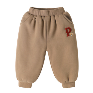 右欧童装男童女童裤子加绒休闲卫裤加厚秋冬棉裤儿童保暖运动裤