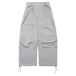 badblood美式复古水洗做旧宽松直筒运动卫裤男女灰色休闲阔腿裤潮