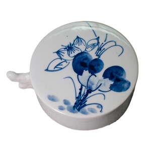 景德镇陶瓷手绘墨盒墨海文房四宝舔笔墨斗毛笔笔搁墨池砚台带盖