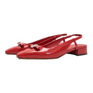 SALVATORE FERRAGAMO蝴蝶结方头后绊带粗跟女凉鞋银泰百货 301596