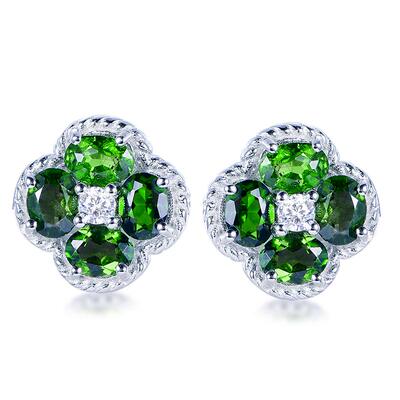 米莱珠宝2克拉绿碧玺耳钉