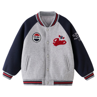 男童棒球服外套2025秋冬装新款儿童男孩冬季夹棉加厚时髦上衣