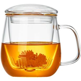 玻璃杯带把手耐高温家用茶水分离办公新款高硼硅透明带盖泡茶杯子