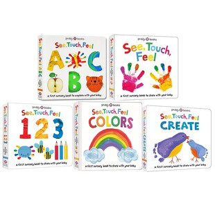 【自营】英文原版 See, Touch, Feel: 123/Colors/Create/ABC/ 纸板书 触摸书 幼儿英语启蒙图画书 Roger Priddy