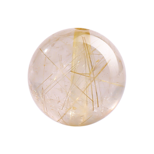 金发晶散珠天然黄水晶钛晶圆珠高品质收藏级手串手链项链diy配珠