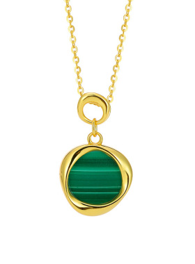 【项链银饰品天然孔雀石吊坠】