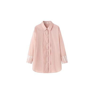 艾莱依衬衫新款爆款夏季女撞色条纹设计感防晒慵懒衬衣防晒upf40+