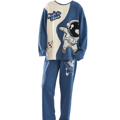 睡衣男款纯棉春秋长袖卡通学生