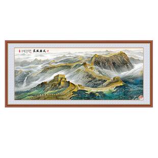 客厅装饰画自粘壁画八骏图长城靠山图沙发背景山水画马到成功墙贴